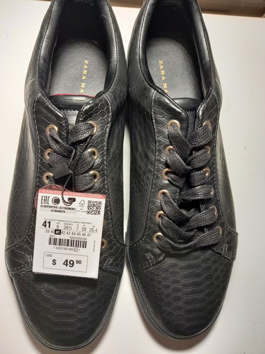 Кроссовки (кеды)  с тиснением "Рептилия" от Zara Men, 41 размер