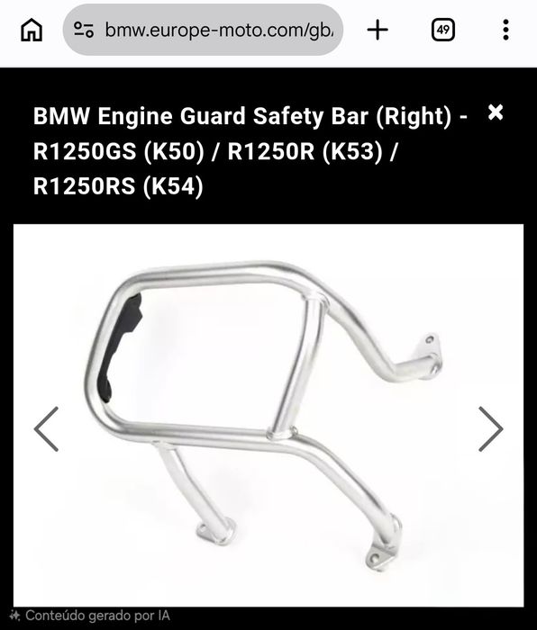 Barra Proteção Motor para BMW R1250 GS