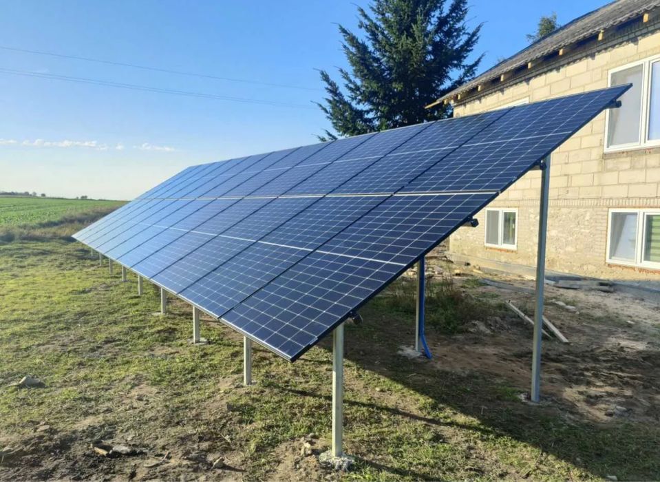 Встановлення сонячних панелей, сонячні батареї. Гібридна СЕС монтаж