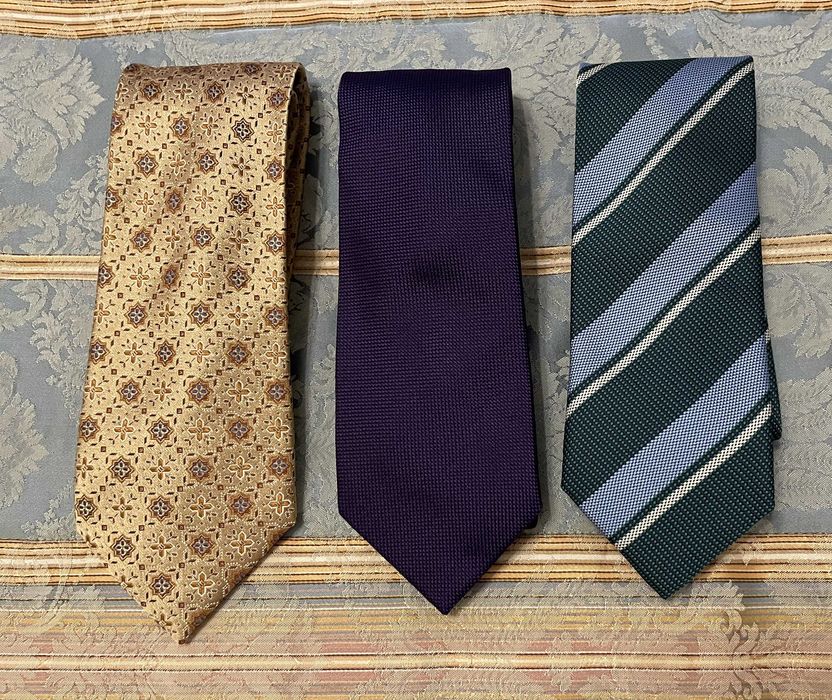 Conjunto 3 gravatas seda marcas Oscar, Sacoor e Giovanni Galli