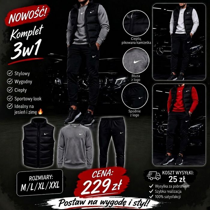 Dres męski M L XL XXL + Bezrękawnik 3w1