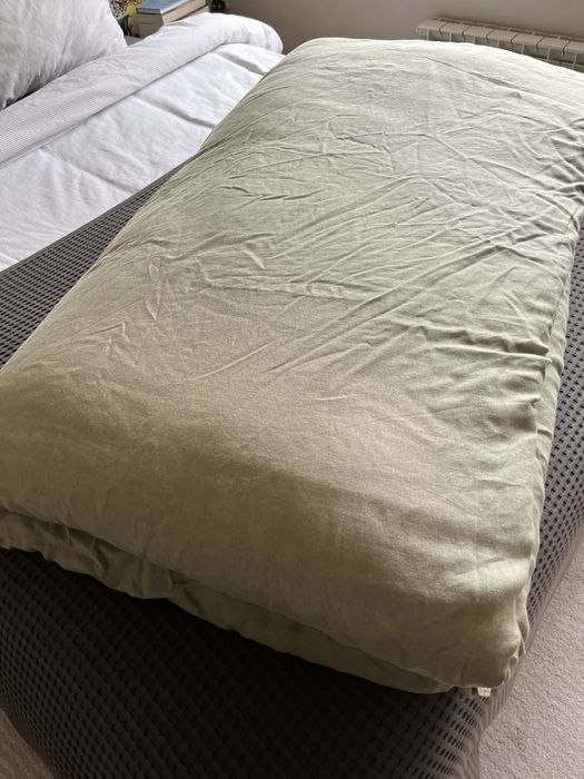 Capa de edredão de linho da Zara Home, caqui, 290/260 cm