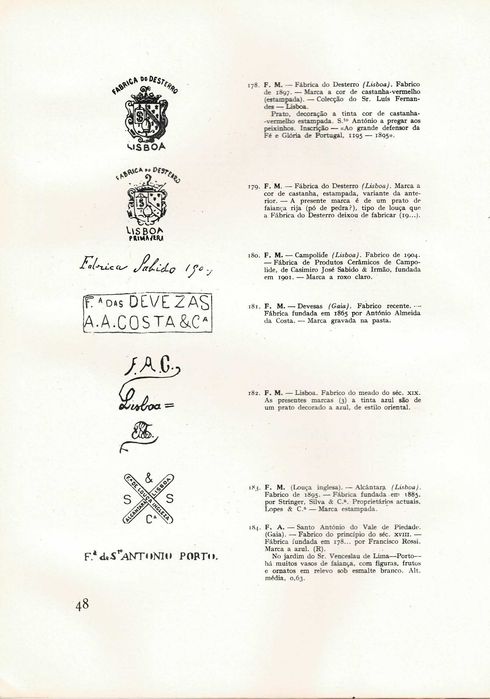 Marcas da Cerâmica Portuguesa  de  José Queirós