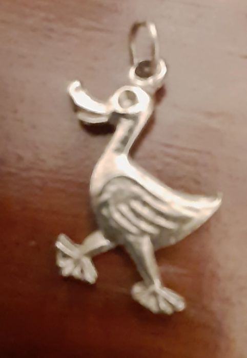 Pingente de pato vintage anos 50, altura de 2,2cm