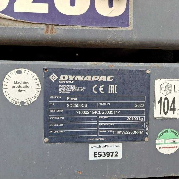 Rozkładarka do asfaltu DYNAPAC SD2500CS - rozściełacz - 2020
