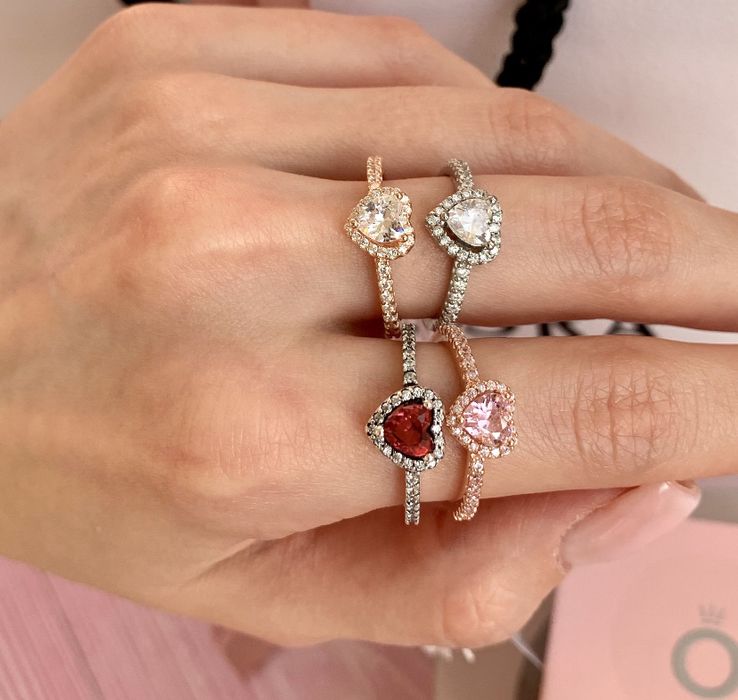 Пандора pandora каблучка червоне серце кольцо