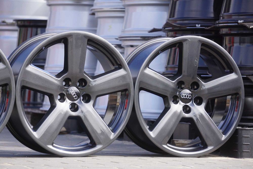 Alufelgi do Audi 5x112 8Jx18 et35 cb57,1mm w grafitowym lakierze, nowe dekielki