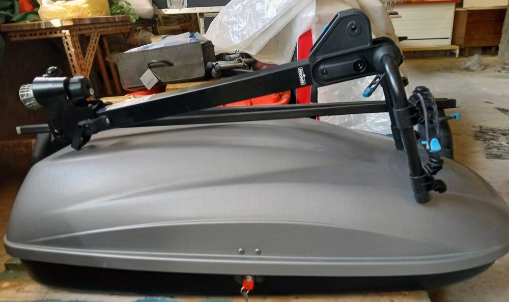 Mala Tejadilho 240L, Barras ORIGINAIS HONDA, Suporte PARA 2 BICICLETAS