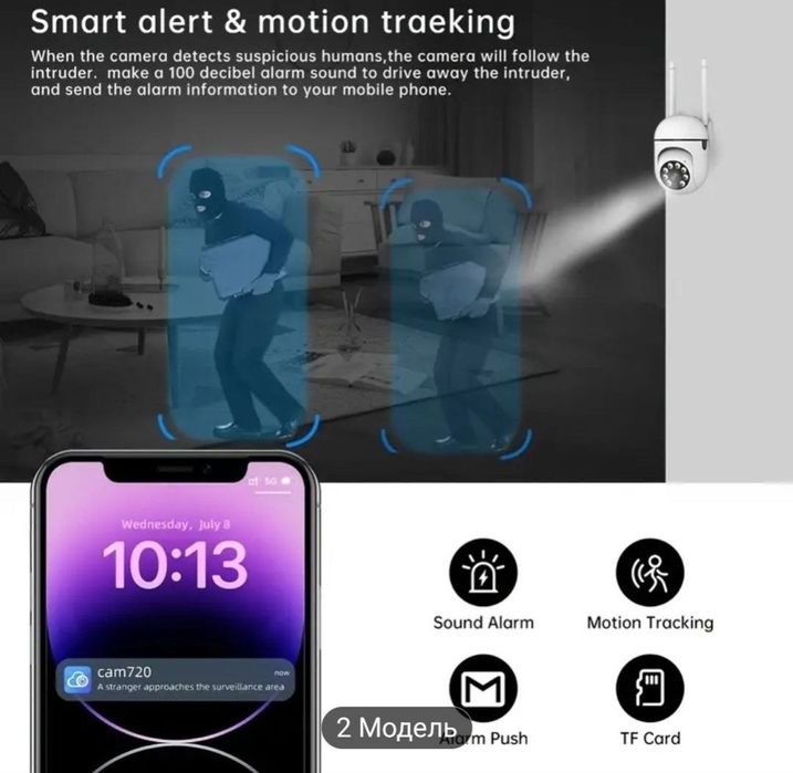 Wi-Fi камера безпеки з поворотом 360° та нічним баченням