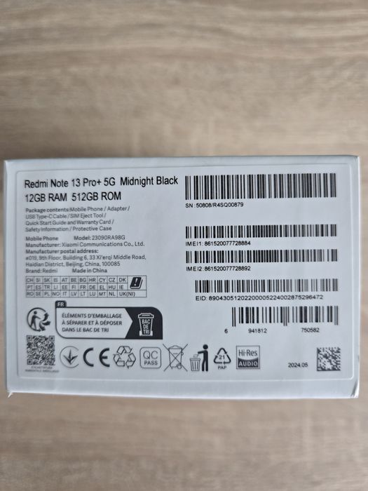 Redmi Note 13 Pro+ 5 G/ 12 GB RAM 512 GB ROM