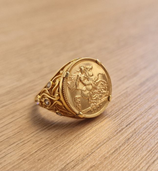 Anel Meia Libra Ouro 19k + 22k + Fatura