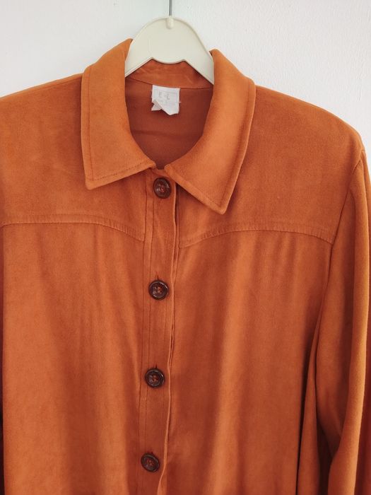 Casaco cor de tijolo tipo pele de pêssego - E & L - Tamanho L