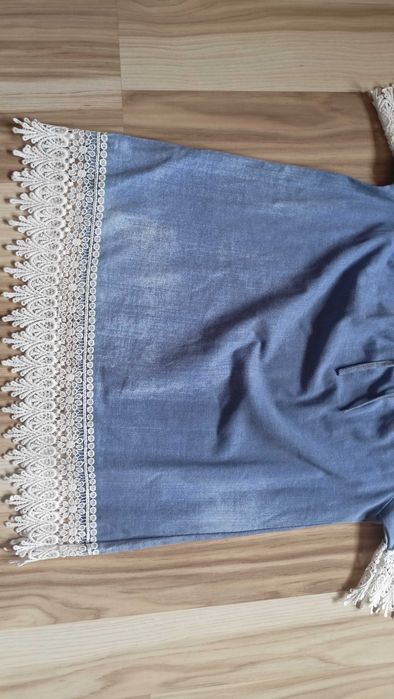 sukienka cienki jeans koronka 128