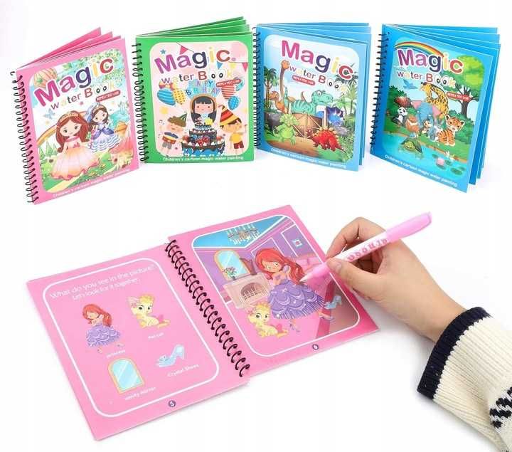 Magiczna kolorowanka wodna z pisakiem zestaw KSIAŻECZKI WODNE 4szt A89