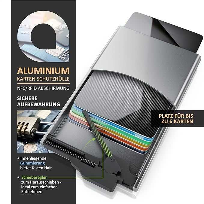 Aluminiowe etui ochronne na karty - Blokada ekranu NFC RFID