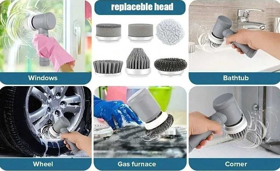 Электро щетка 6-в-1 идеальная чистота без усилий на кухни и ванной