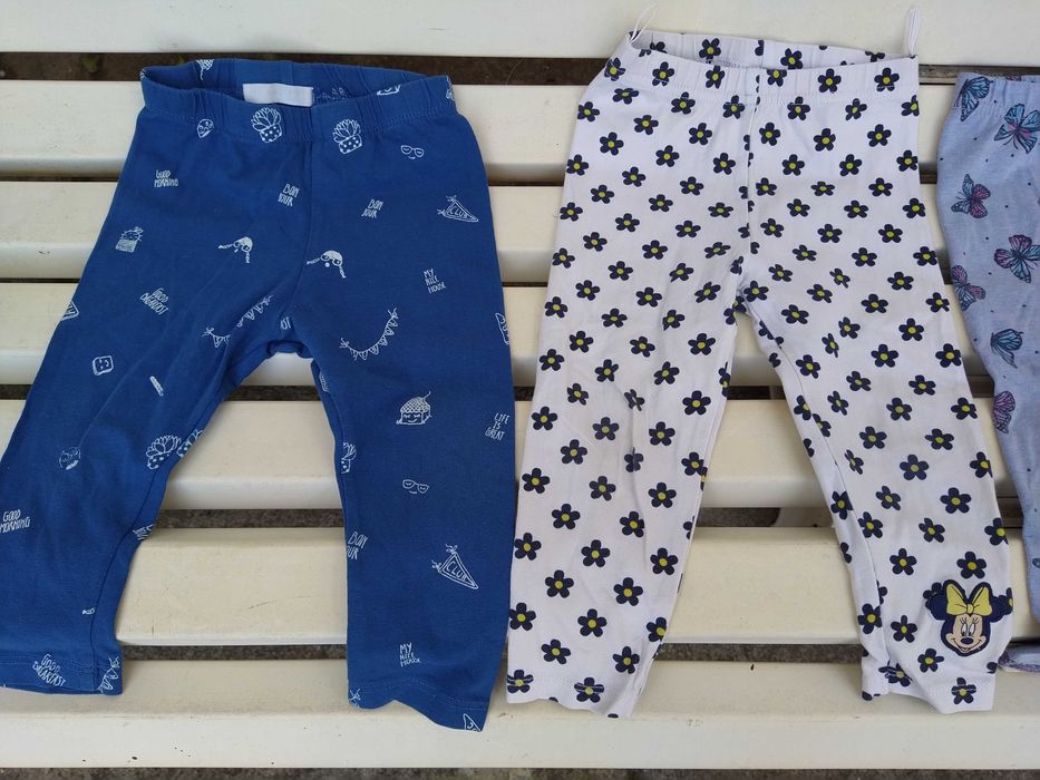 Calças menina em algodão - 12 - 18 meses - Diversos padrões - 86 cm