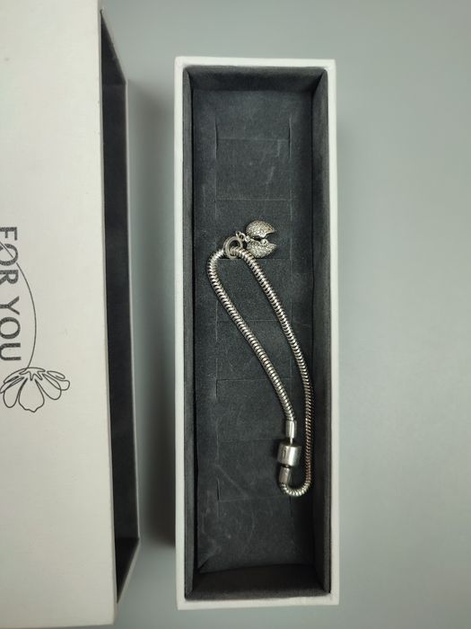 Срібний браслет в стилі Pandora від Золотий вік, срібна підвіска-серц