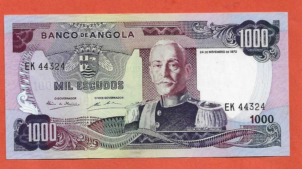 Angola Nota de 1000$00 1972 - Nova.
