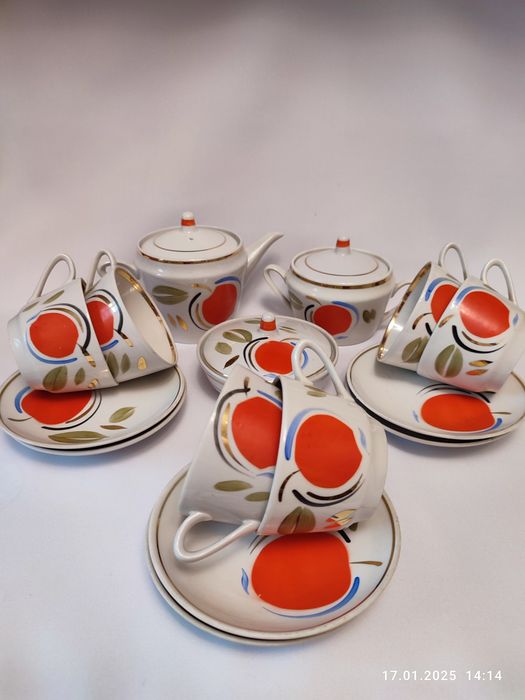 Чайный сервиз Жито Городница, Яблоко Полонное. СССР ретро, винтаж.