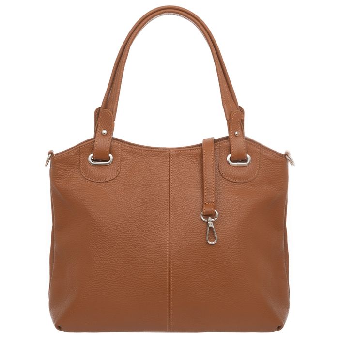 VERA PELLE torebka skórzana shopper z paskiem na ramię V658 camel