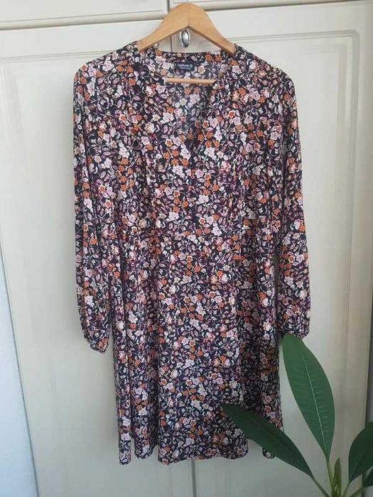 Vestido Senhora Natura flores preto tamanho S
