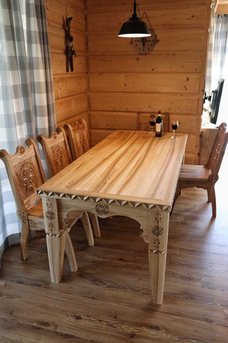 Stół góralski z litego drewna jesion dąb ręcznie wykonany na wymiar