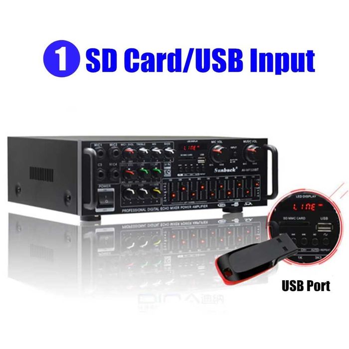 Amplificador de Áudio HiFi Bluetooth 5.0 de 200W, 2 Canais 12V/220V