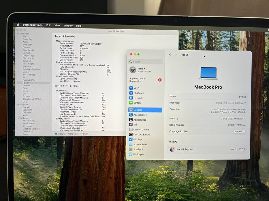 MacBook Pro 16"  i7, 32GB RAM, 512GB SSD dobry