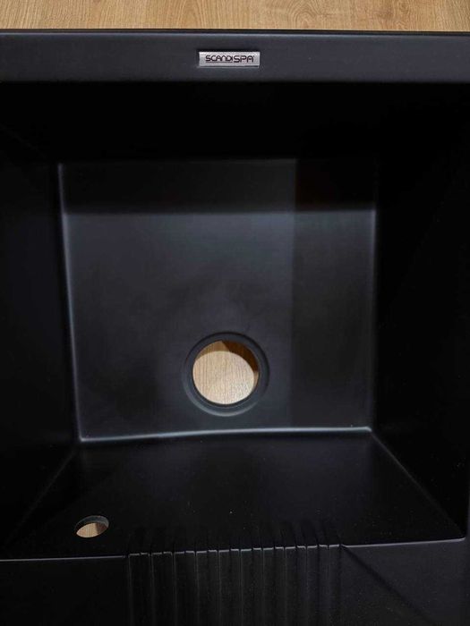 Мийка нова кухонна чорна ScandiSpa граніт