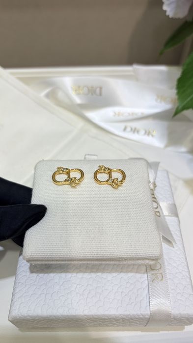 DIOR® Luksusowe kolczyki CD® ekskluzywna biżuteria kolczyki naszyjnik łańcuszek pierścionek