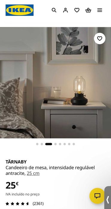 Candeeiro de Mesa IKEA TÄRNABY Preto