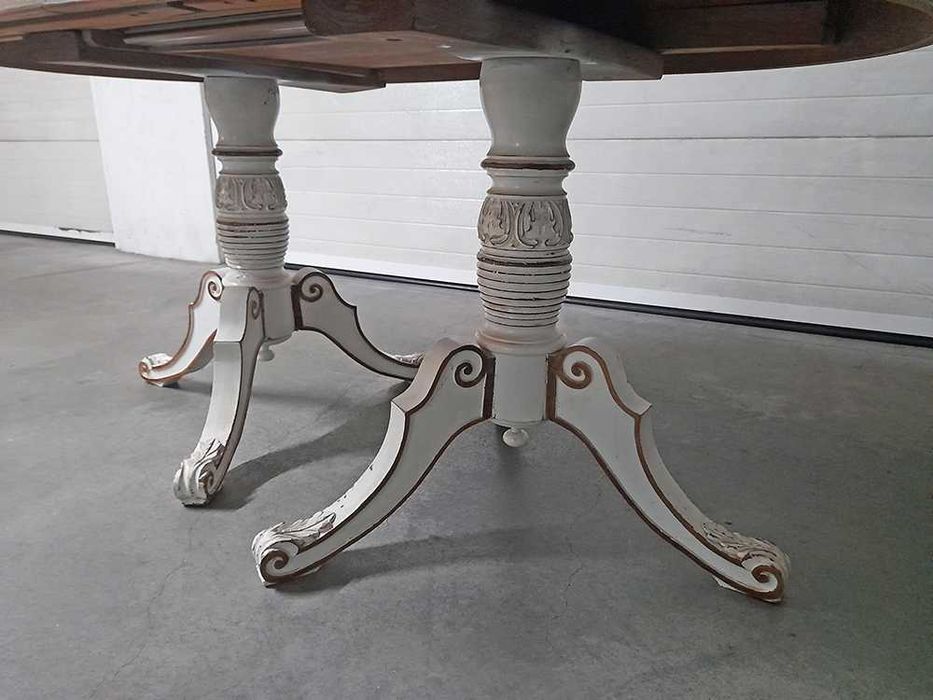 Mesa Sala Oval Extensível Madeira Maciça Branco Pé Galo