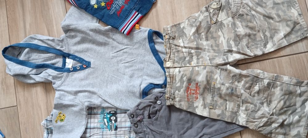 Ubranka paka rozmiar 86 spodnie koszula bluzka