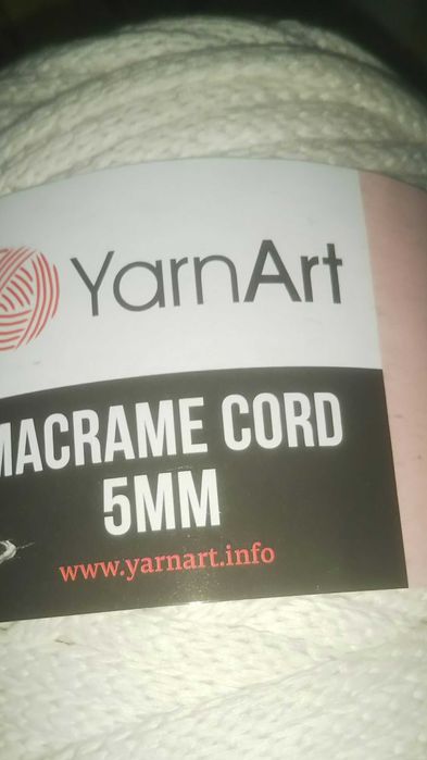 Шнур для макраме белый и молочный 5мм Турция 85 м