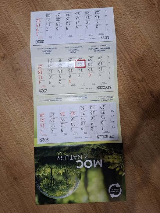 Kalendarz  trójdzielny na rok 2026