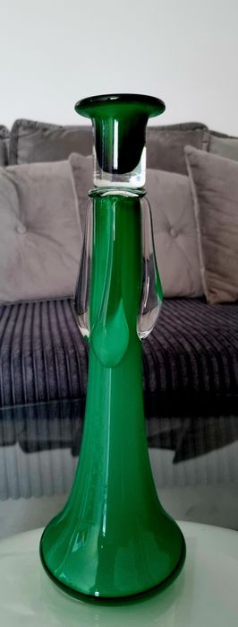 Zielony świecznik ze soplami HS Tarnowiec, 35 cm