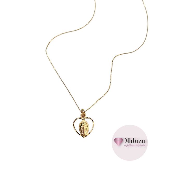 Złoty nowy łańcuszek + medalik Matka Boska - Pamiątka - Komunia - Chrzest