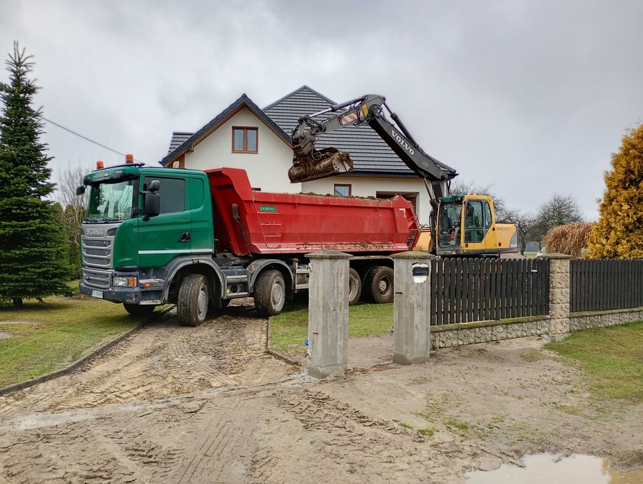 Usługi koparko-ładowarka, koparką obrotową, wywrotkami, kamień, ziemia