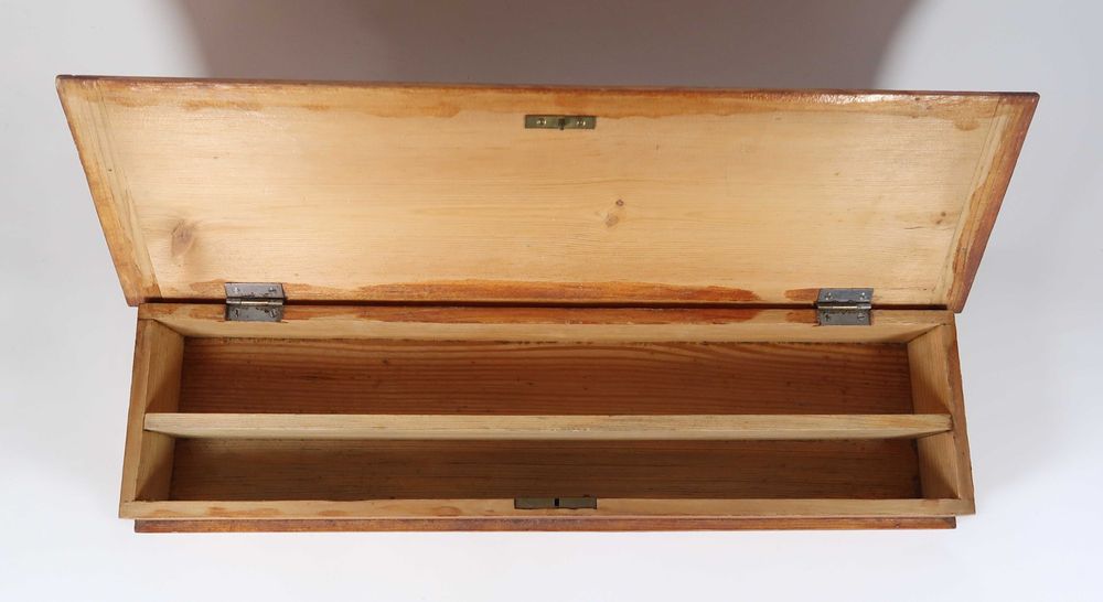 Caixa grande retangular antiga em madeira 49 cm