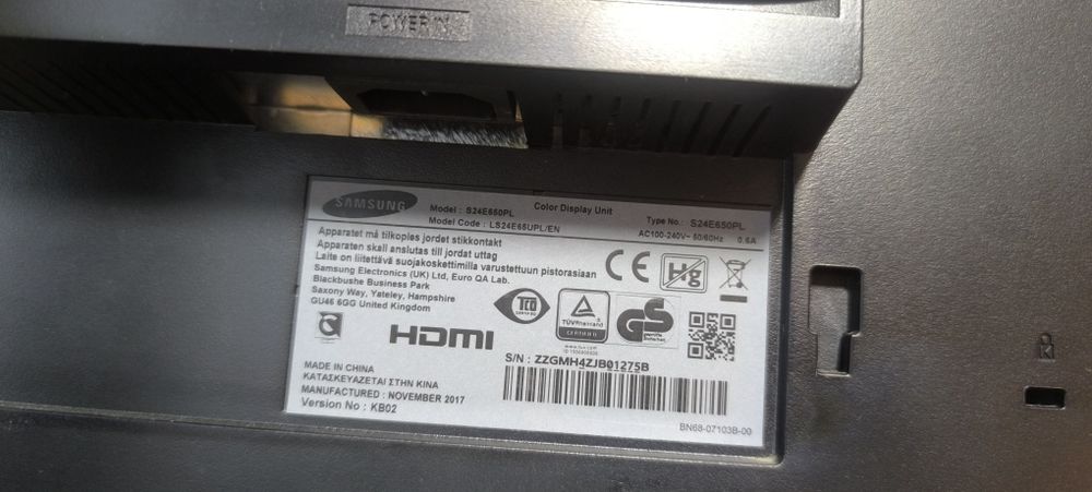 Монітор 23.5 Samsung S24E650 (FHD/PLS/VGA/DP/HDMI) class A БВ