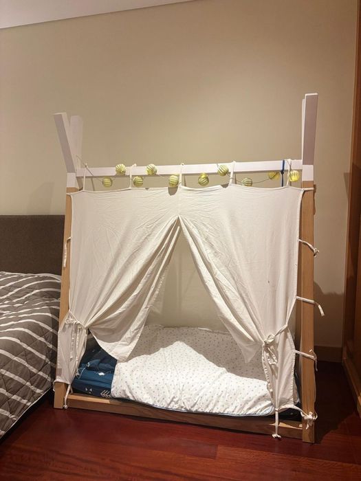 Cama Montessori (c/colchã e 2 panos conjuntos panos decorativos)