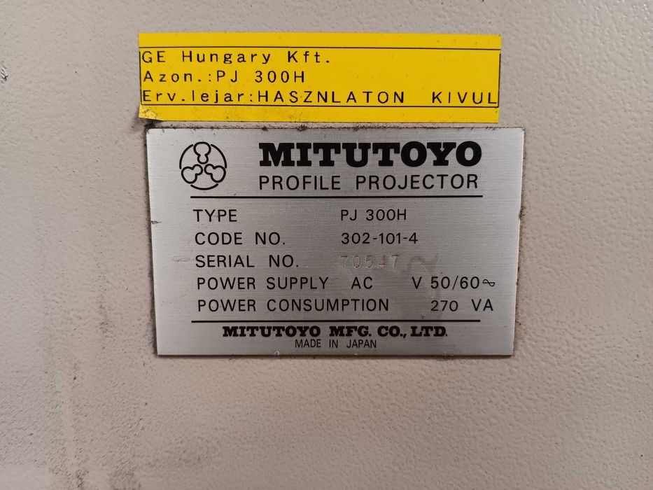 Projetor de Perfil Mitutoyo PJ 300H (302-101-4) – Equipamento de Medição de Precisão