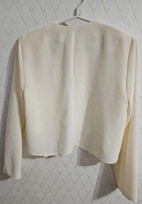 Kremowa sukienka z bolerkiem elegancki komplet damski rozmiar 40