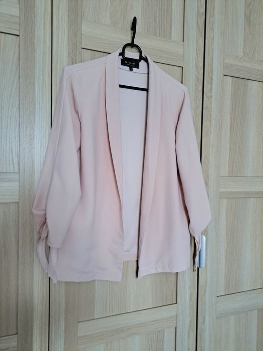 Marynarka żakiet letni pastelowy róż luźny krój oversize