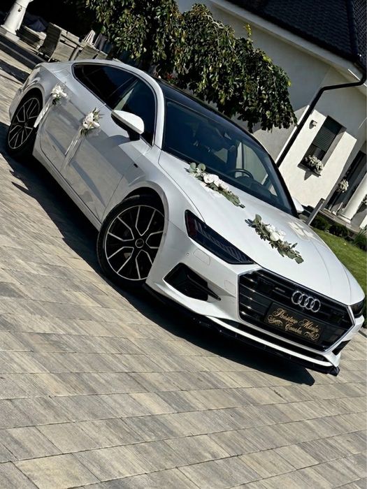 Audi A7 Premium s-line auto do ślubu biała perła sesja wesele ślub