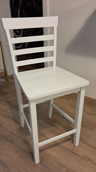 Białe krzesło lite drewno kauczukowe  4 szt.