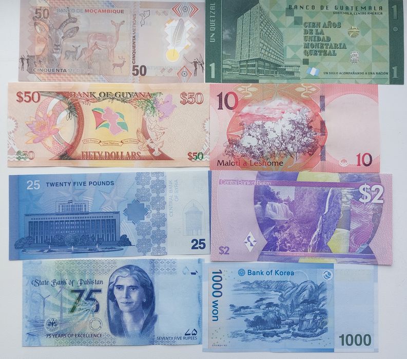 Банкноти, бони, купюри, гроші країн світу, UNC