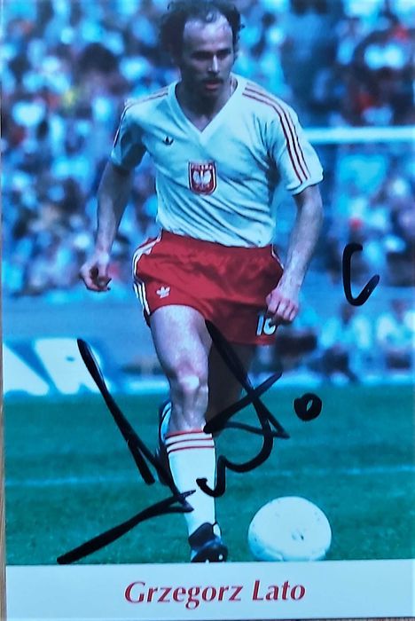 Grzegorz Lato zdjęcie z autografem MŚ 1974 piłka nożna