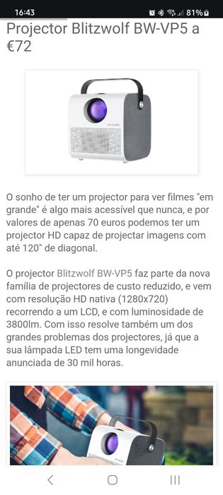 Projetor video BlitzWolf vp5